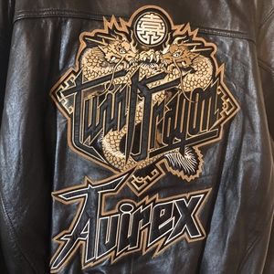 AVIREX TWIN DRAGON LEATHER JACKET (4XL)